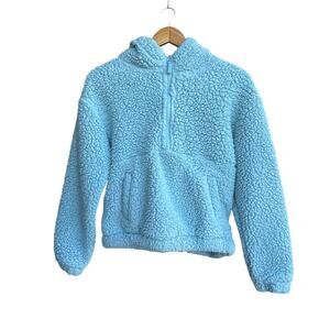 Mondetta L 14/16 Blue Sherpa Fuzzy Half Zip Hoodie